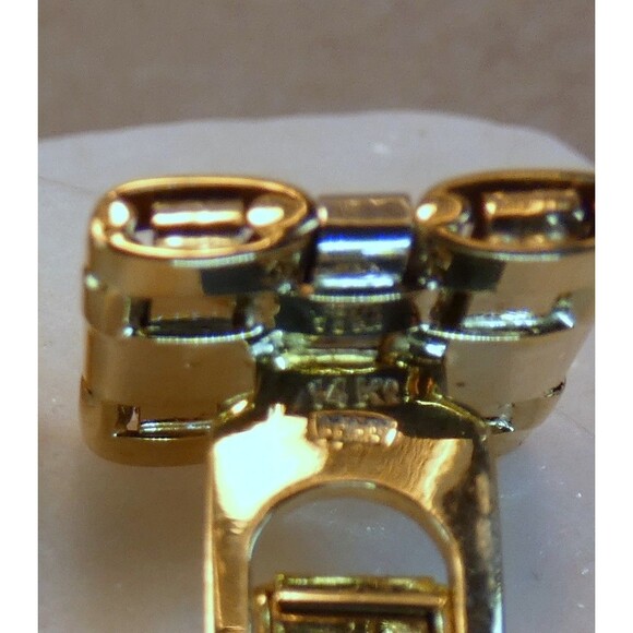 VTG 14Kt Yellow Gold Basket Weave Sapphire Cufflinks Tuxedo Wedding Gift - Picture 5 of 7